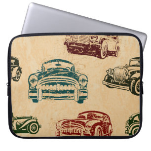 Vintage-Auto-Illustrationshintergrundmuster Laptopschutzhülle