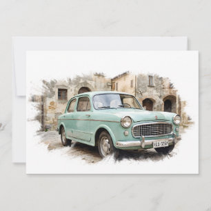 Vintage Auto in ländlicher Kulisse Einladung
