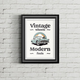 Vintage Auto in Retrofarben. Poster