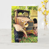 Vintage Auto  Karte (Gelbe Blume)