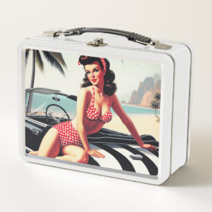 Vintage Auto Klassiker Pin Up Metall Brotdose