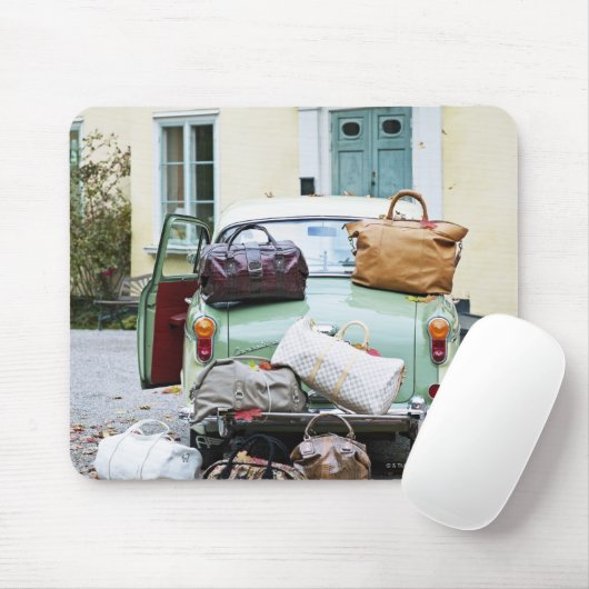 Vintage Auto mit viel Gepäck Mousepad (Mit Mouse)