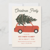Vintage Auto mit Weihnachtsbaum Einladung (Vorderseite)