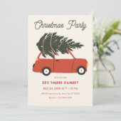 Vintage Auto mit Weihnachtsbaum Einladung (Stehend Vorderseite)