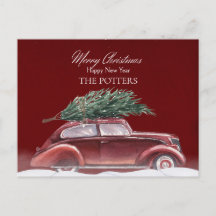 Vintage Auto mit Weihnachtsschnee