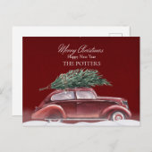 Vintage Auto mit Weihnachtsschnee Feiertagspostkarte (Vorne/Hinten)