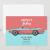 Vintage Auto Pastellfarbe Geburtstag Einladung (Vorne/Hinten)