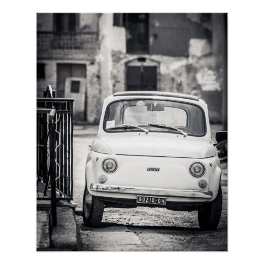 Vintage Auto Perfektes Poster | Fiat 500 | Rom (Vorderseite)