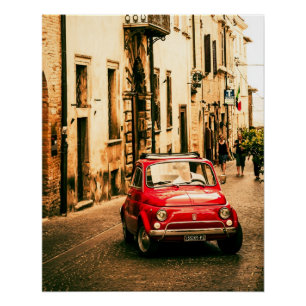 Vintage-Auto Perfektes Poster Fiat 500 Rom Ita