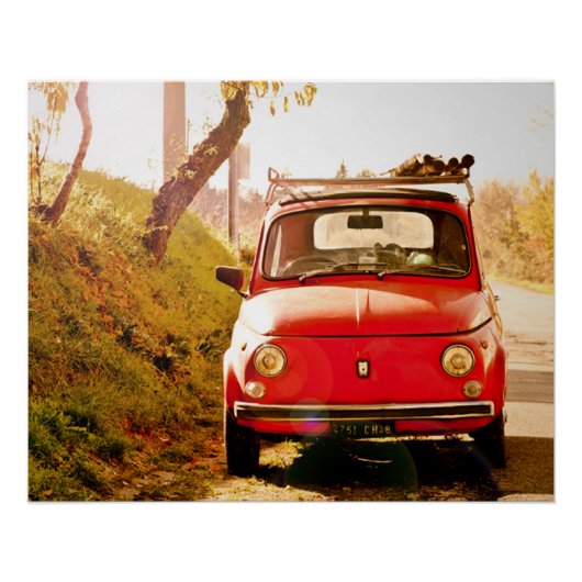 Vintage-Auto Perfektes Poster | Fiat 500 | Rom Ita (Vorderseite)