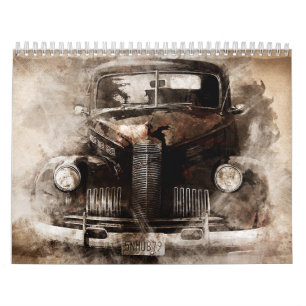 Vintage-Auto-Rostige-Alte-Autos-Kalender Kalender