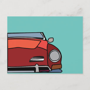 Vintage Auto Rotes Grafikdesign Postkarte