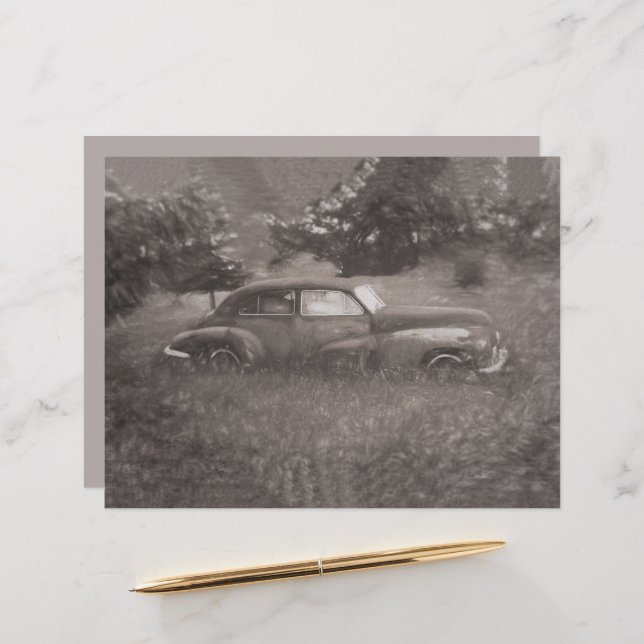 Vintage Auto Rustikale Sepia Antiquitätenarchitekt (Vorderseite/Rückseite Beispiel)