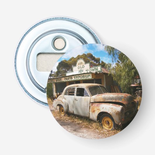 Vintage Auto und Garage, Flaschenöffner (Vorderseite)