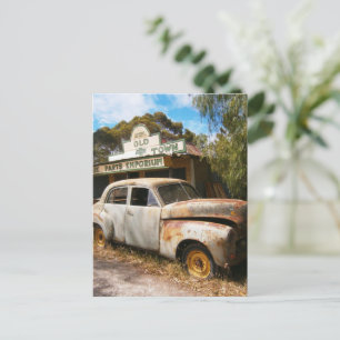 Vintage Auto und Garage, Postkarte