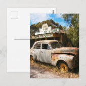 Vintage Auto und Garage, Postkarte (Vorne/Hinten)