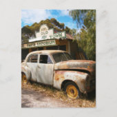 Vintage Auto und Garage, Postkarte (Vorderseite)