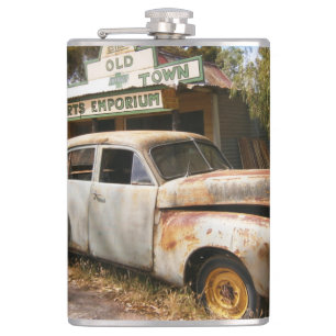 Vintage Auto und Garage, Taschenflasche Flachmann