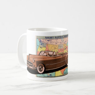 VINTAGE-AUTO-USA-KARTENTHEMA KAFFEETASSE