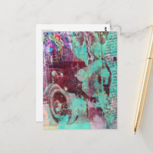 Vintage-Auto von 1903 Mixed Media Collage Postkarte