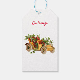 Vintage-Auto Weihnachten Mistelzweig Thunder_Cove Geschenkanhänger