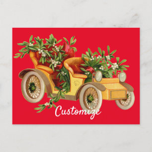 Vintage Auto Weihnachten Mistelzweig Thunder_Cove Postkarte