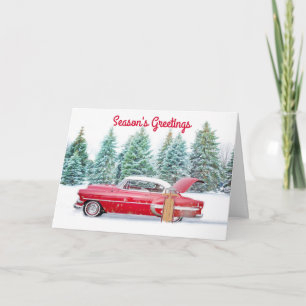 Vintage-Auto-Weihnachtskarte Feiertagskarte