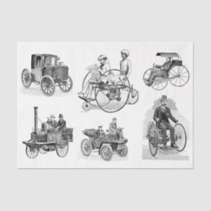 Vintage Auto Wheel-Erfindungen Dekoupage Collage Seidenpapier