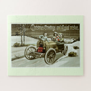 Vintage-Auto zu Weihnachten Puzzle