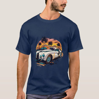 Vintage-Autodesign im Sonnenuntergangsstil Geschen T-Shirt