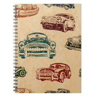 Vintage-Autollustrations-Hintergrundmuster Notizblock