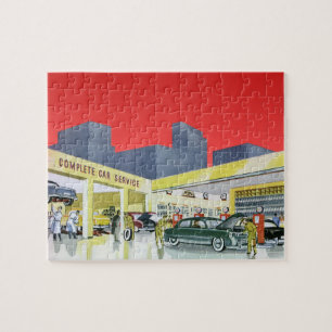 Vintage-Automechaniker Kompletter Autodienst Garag Puzzle
