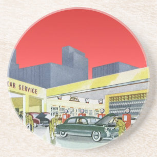 Vintage-Automechaniker Kompletter Autoservice-Gara Getränkeuntersetzer
