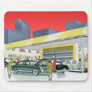 Vintage-Autommechaniker Kompletter Autoservice-Gar Mousepad