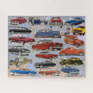VINTAGE-AUTOMOBIL-COLLAGE-THEMA PUZZLE