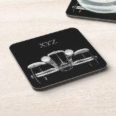 Vintage-Automobil-Personalmonogramm-Untersetzer Untersetzer (Linke Seite)