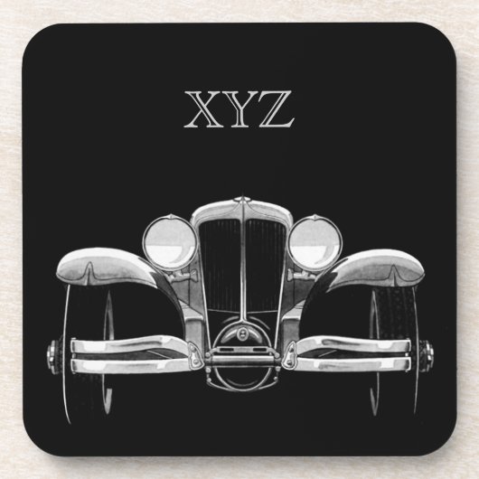 Vintage-Automobil-Personalmonogramm-Untersetzer Untersetzer (Vorderseite)