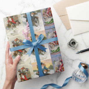 Vintage-Automobil Weihnachtsmann Weihnachten Geschenkpapier