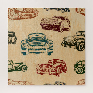 Vintage-Automotiv-Illustrationshintergrundmuster Puzzle