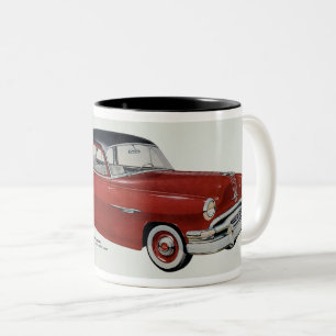 VINTAGE-AUTOOILLUSTRATION, PONTIAC CHIEFTAIN ZWEIFARBIGE TASSE