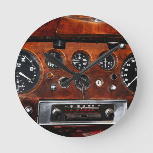 Vintage-Autoradio und -Instrumente Runde Wanduhr