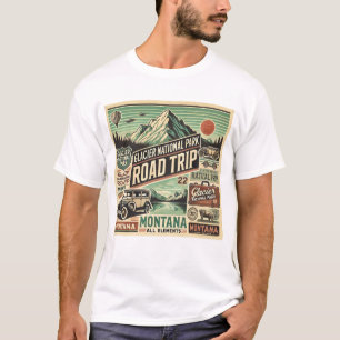 Vintage-Autoreise durch den Glacier-Nationalpark:  T-Shirt