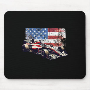 Vintage-Autorennwagen Amerikanische Flagge 4. Juli Mousepad