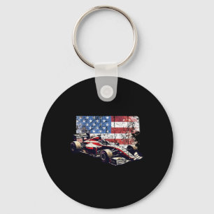 Vintage-Autorennwagen Amerikanische Flagge 4. Juli Schlüsselanhänger