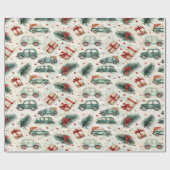 Vintage-Autos auf festem Verpackungspapier Geschenkpapier (Flach)