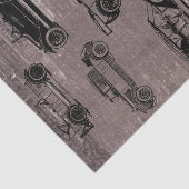 Vintage-Autos auf Taupe-Backstein und Zeitungsdruc Seidenpapier (Ausschnitt)