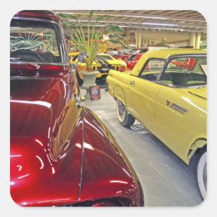 Vintage Autos in Tallahassee Automobilmuseum Quadratischer Aufkleber