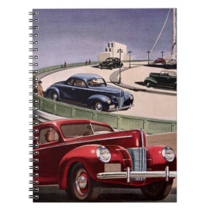 Vintage-Autos, klassische Limousinen auf einer Aut Notizblock
