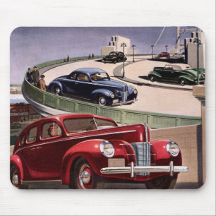 Vintage-Autos, klassische Limousinen auf einer Rei Mousepad