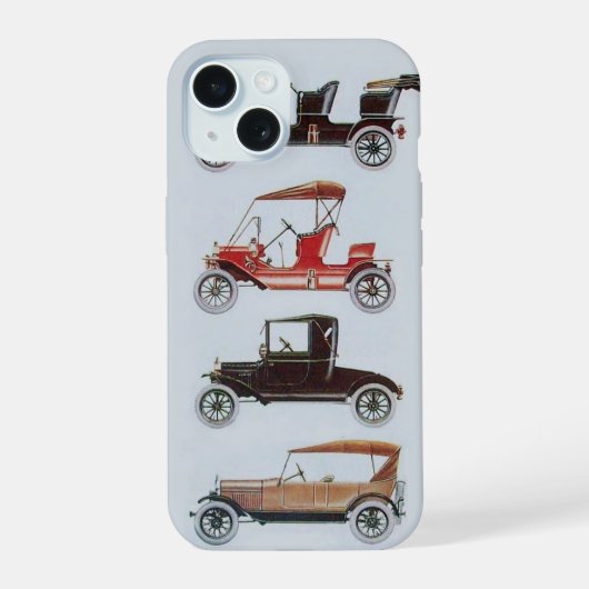 VINTAGE-AUTOS MONOGRAMM iPhone 15 HÜLLE (Rückseite)